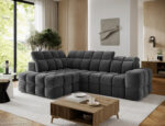 Ecksofa Bronon mit Schlaffunktion und Bettkasten, dunkelgraues Bouclé, linksseitig – Bild 5