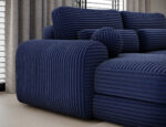 Ecksofa Ripeli mit Schlaffunktion und Bettkasten, dunkelblauer Samt, linksseitig – Bild 9