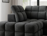 Ecksofa Bronon mit Schlaffunktion und Bettkasten, dunkelgraues Bouclé, linksseitig – Bild 9
