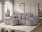Ecksofa Covelion mit Schlaffunktion und Bettkasten, hellgrauer Samt, linksseitig – Bild 5