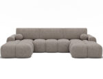 Ecksofa Vianetto mit Schlaffunktion und Bettkasten, beiger Bouclé, universell