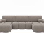 Ecksofa Vianetto mit Schlaffunktion und Bettkasten, beiger Bouclé, universell