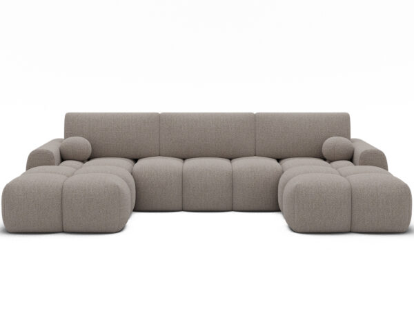Ecksofa Vianetto mit Schlaffunktion und Bettkasten, beiger Bouclé, universell
