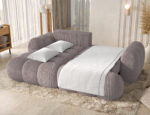Ecksofa Covelion mit Schlaffunktion und Bettkasten, hellgrauer Samt, linksseitig – Bild 6