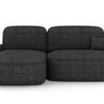Ecksofa Tesalia mit Schlaffunktion und Bettkasten, dunkelgraßes Bouclé, linksseitig