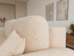 Ecksofa Bawal mit Schlaffunktion und Bettkasten, hellbeiger Plüsch, rechtsseitig – Bild 11