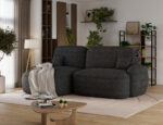 Ecksofa Tesalia mit Schlaffunktion und Bettkasten, dunkelgraßes Bouclé, linksseitig – Bild 5