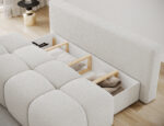 Nuwia Sofa mit Schlaffunktion und Bettkasten, weißes Bouclé – Bild 7