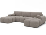Ecksofa Vianetto mit Schlaffunktion und Bettkasten, beiger Bouclé, universell – Bild 3