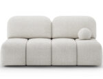 Nuwia Sofa mit Schlaffunktion und Bettkasten, weißes Bouclé