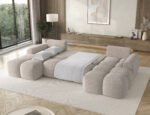 Ecksofa Vianetto mit Schlaffunktion und Bettkasten, beiger Bouclé, universell – Bild 6