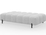 Gesteppter Pouf Ferivo auf Füßen, weißer Bouclé