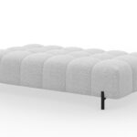Gesteppter Pouf Ferivo auf Füßen, weißer Bouclé