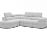 Ecksofa Carmenn mit Schlaffunktion, Bettkasten und verstellbaren Kopfstützen, weißer Bouclé, linksseitig – Bild 3