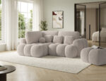 Gepolsterter Pouf Covio, beiges Bouclé – Bild 4