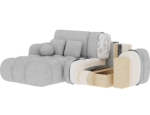 Ecksofa Covelion mit Schlaffunktion und Bettkasten, hellgrauer Samt, linksseitig – Bild 12