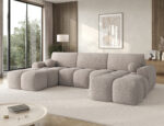 Ecksofa Vianetto mit Schlaffunktion und Bettkasten, beiger Bouclé, universell – Bild 4