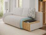 Schlafsofa Avuela mit Bettkasten, Chenille Hellbeige – Bild 12