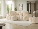 Ecksofa Cozion mit Schlaffunktion und Bettkasten, beiger Chenille, linksseitig – Bild 5