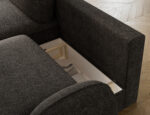 Ecksofa Tesalia mit Schlaffunktion und Bettkasten, dunkelgraßes Bouclé, linksseitig – Bild 7