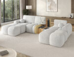 Ecksofa Vianetto mit Schlaffunktion und Bettkasten, beiger Bouclé, universell – Bild 12