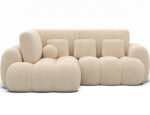 Ecksofa Cozion mit Schlaffunktion und Bettkasten, beiger Chenille, linksseitig