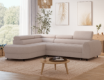 Ecksofa Vesteria mit Schlaffunktion und Bettkasten, hellbraunes Bouclé, linksseitig – Bild 4