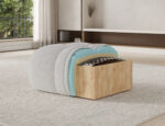 Gepolsterter Pouf Covio, beiges Bouclé – Bild 6