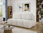 Nuwia Sofa mit Schlaffunktion und Bettkasten, weißes Bouclé – Bild 5