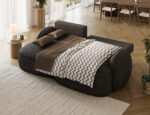 Ecksofa Tesalia mit Schlaffunktion und Bettkasten, dunkelgraßes Bouclé, linksseitig – Bild 6