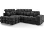 Ecksofa Bronon mit Schlaffunktion und Bettkasten, dunkelgraues Bouclé, linksseitig – Bild 3