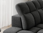 Ecksofa Bronon mit Schlaffunktion und Bettkasten, dunkelgraues Bouclé, linksseitig – Bild 8