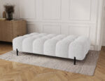 Gesteppter Pouf Ferivo auf Füßen, weißer Bouclé – Bild 2