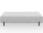 Gesteppter Pouf Ferivo auf Füßen, weißer Bouclé – Bild 3