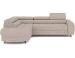 Ecksofa Vesteria mit Schlaffunktion und Bettkasten, hellbraunes Bouclé, linksseitig